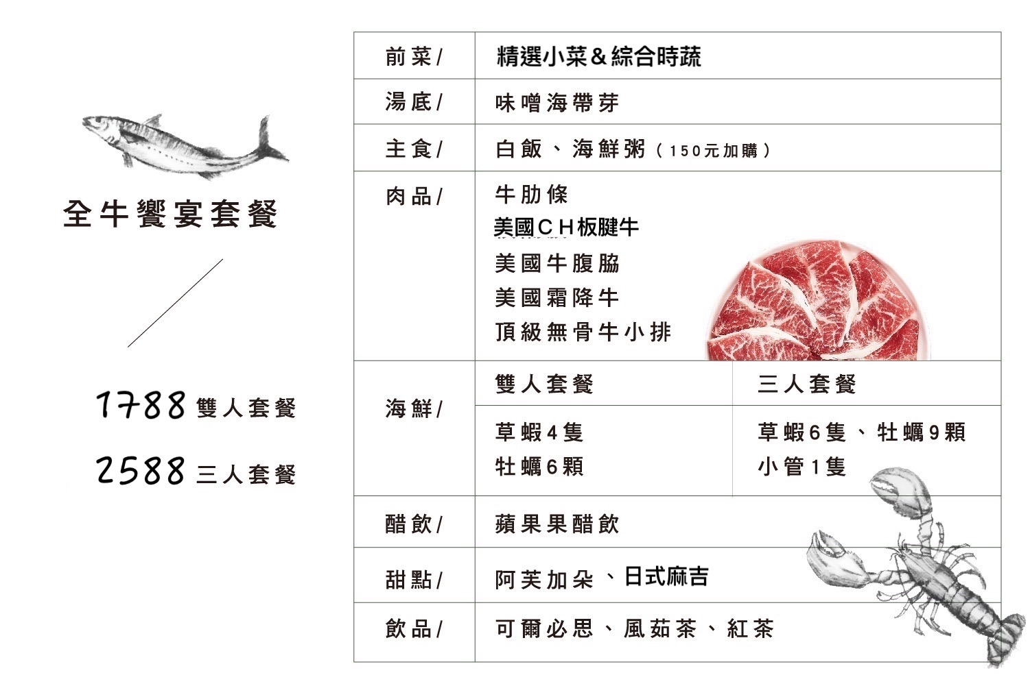 青炙燒肉菜單